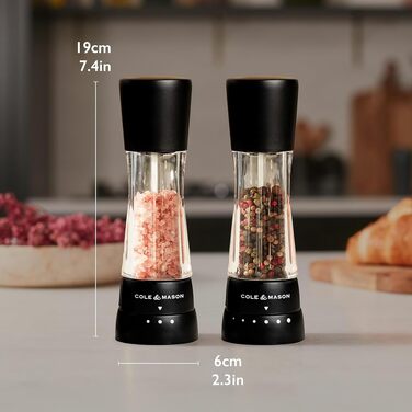 Набір солонки та перцюнки Cole & Mason Derwent Precision+, керамічний механізм, чорний
