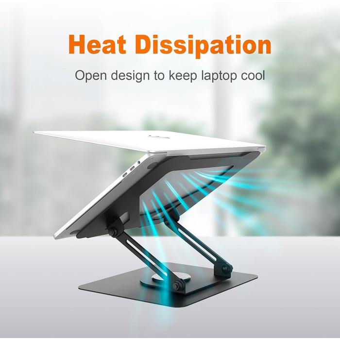 Підставка для ноутбука GRIFEMA GB1050, регульована по висоті, 360° обертання, ергономічна та з вентиляцією, сумісна з MacBook, Dell та ноутбуками 11-17 дюймів, чорна