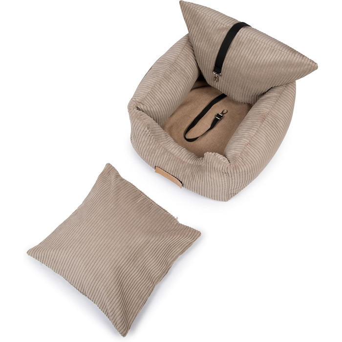 Автоматичний лежак для собак у машину з іменем, бежевий, 60x60x30 см