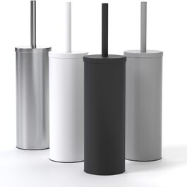 Торцева щітка для унітазу з нержавіючої сталі та силікону з дискретним тримачем - щітка для туалету з захистом від бризок, антибактеріальний тримач (чорний)