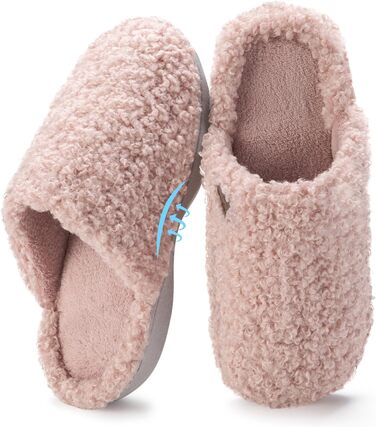 Жіночі тапочки YOLIS Flauschig: м'які, з підтримкою склепіння стопи, з піною Memory, теплі та зручні для дому та вулиці (42/43 EU, Рожевий)
