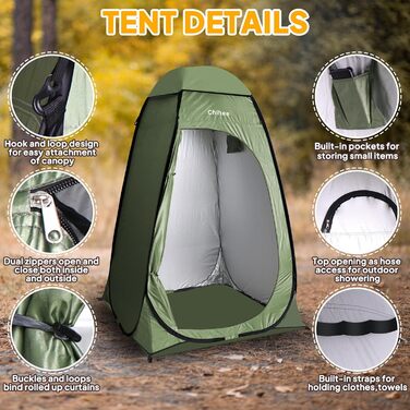 Chihee Pop-Up Privacy Tent - Portable Camping Bathroom Tent with Floor - Green