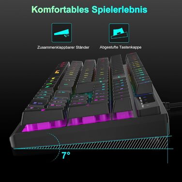 Ігрова клавіатура та миша RaceGT з підсвічуванням RGB, 104 клавіші, 7 кнопок миші, 6400 DPI, QWERTZ (DE-Layout)