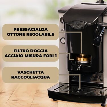 FABER COFFEE MACHINES | Slot Plast Model | POD Coffee Machine 44 mm | Adjustable Brass Pad Press (GRAY/BLACK)