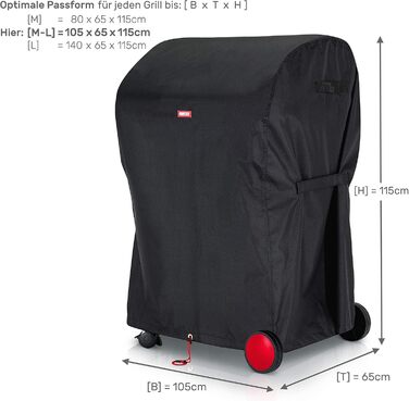 Чохол для гриля BARTSTR 105x65x115 см, водонепроникний, з УФ-захистом, міцний, для газового гриля, чорний