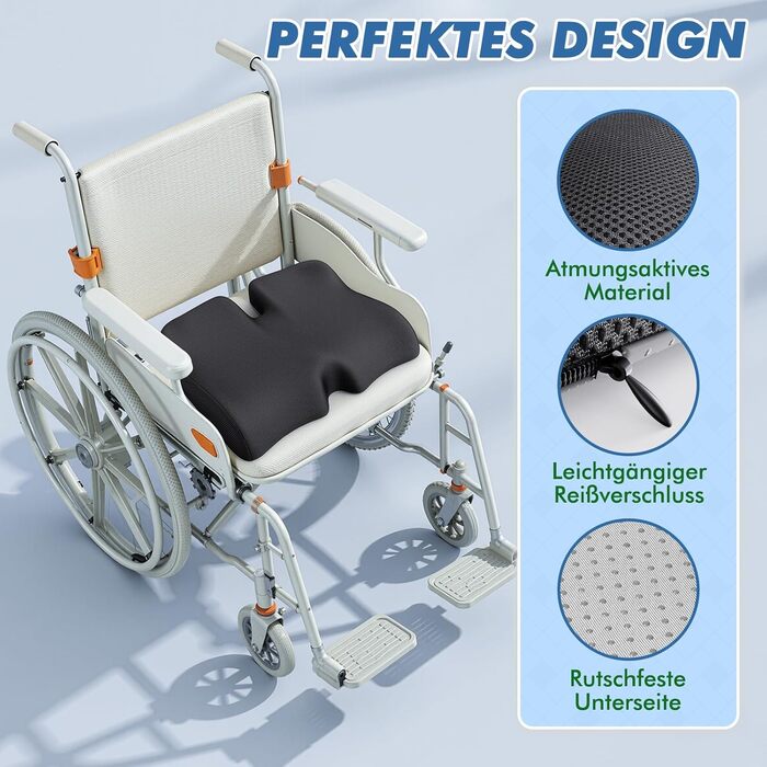 Подушка ортопедична з піни Memory Foam Benazcap для сидіння: зняття тиску, для авто, офісу, геймінгу, дому. Знімний чохол (45x41x8 см)
