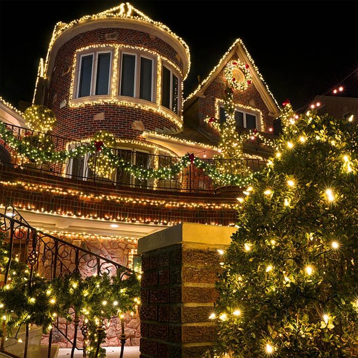 LED ліхтарна гірлянда 10м, 100 LED, тепле біле світло, для дому та саду, святкова прикраса, 8 режимів, таймер, вологостійка