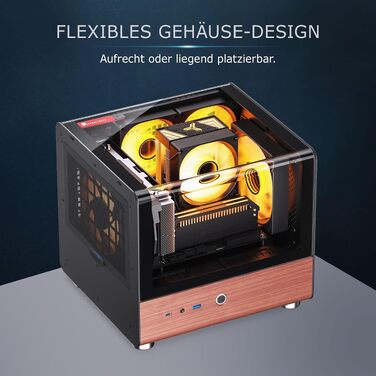 Корпус для ПК Jonsbo TK-0 Mini-ITX, чорний — SFF корпус із загартованим склом та дерев'яними елементами, підтримка відеокарт до 230мм, USB-C