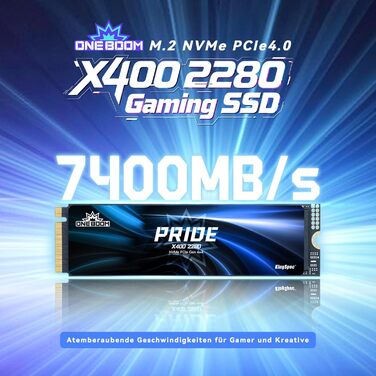 KingSpec ONEBOOM X400 1TB SSD M.2 PCIe Gen4x4 NVMe - Ігровий SSD для PS5, PC, Laptop (7400MB/s)