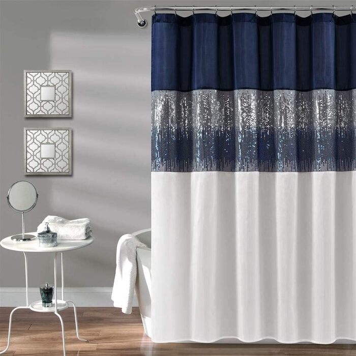 Штора для душу Lush Decor Night Sky, 183x183 см, сірий та білий колір