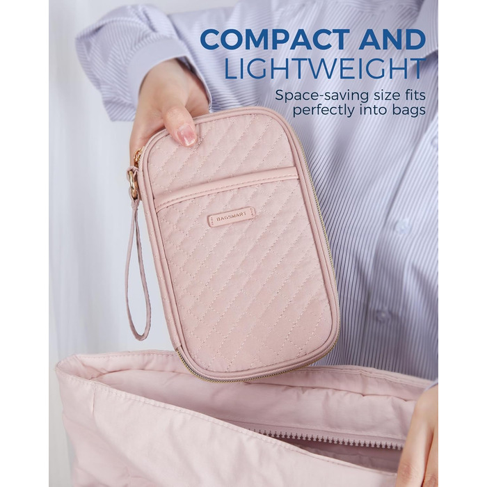 Органайзер для кабелів Bagsmart: рожевий, для подорожей, USB, зарядні пристрої та аксесуари