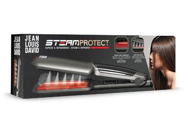 Випрямляч для волосся JEAN LOUIS DAVID JLD Steam Protect з інфрачервоєм та парою - регульована подача пари, великі керамічні пластини з турмаліном, професійний