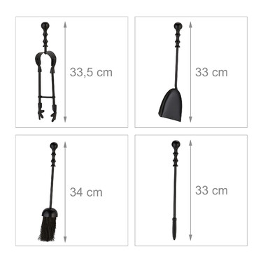 Relaxdays 5-Piece Fireplace Set in Black