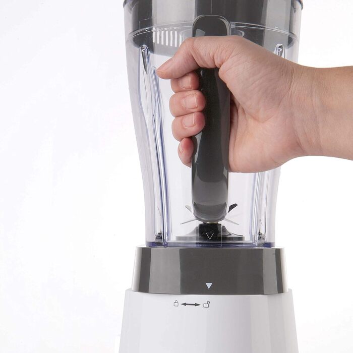 Блендер стаціонарний BLACK+DECKER, 500 Вт, 2 швидкості, пульс, скляна чаша 1,5 л, 4-лезове сталеве лезо, легке очищення, білий/сірий