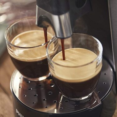 PHILIPS Senseo Select Coffee Pad Machine – Coffee Strength Choice Plus, Memo Function, Crema Plus Technology, 0.9L Water Tank, Two-Cup Function, Adjustable Outlet, Environmentally Friendly (CSA250/10) Brushed Steel