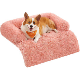 Feandrea FluffyHug Dog Bed, Plush, Dog Blanket Sofa, Sofa Protector Dog, Dog Cushion, Size M, for small and medium-sized dogs, 80 x 75 x 16 cm, PGW221G02 (L 95 x W 85 x H 16 cm, Pink)