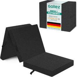 Складний матрац Goliez 3-в-1 для гостей, пінополіуретановий, розкладний, для кемпінгу, знімний чохол, сірий, 190x60x7 см