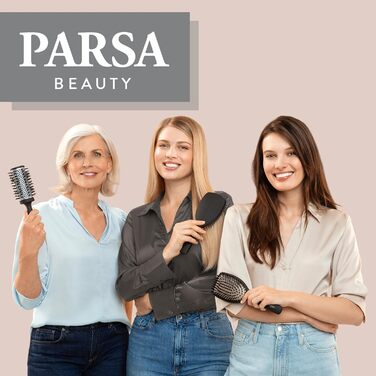 Професійна щітка для волосся PARSA Beauty з активними компонентами – для випрямлення та догляду за волоссям (для кучерявого та довгого волосся, вузька/довга, карбон + турмалін)