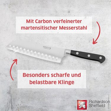 Набір ножів Richardson Sheffield Sabatier Trompette з підставкою, коричневий/сріблястий (Santoku 17,5 см)