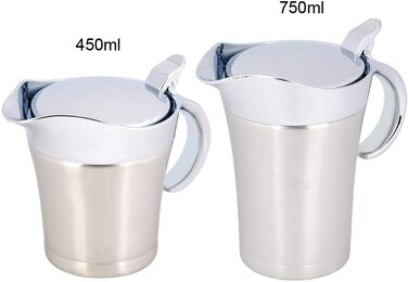 450 ML / 750 ML 304 Stainless Steel Thermosoße Pot Double-Walled Insulated Saucepan Serving Pot Bucket for Juice Tomato Sauce Kitchen Supplies (450ML)