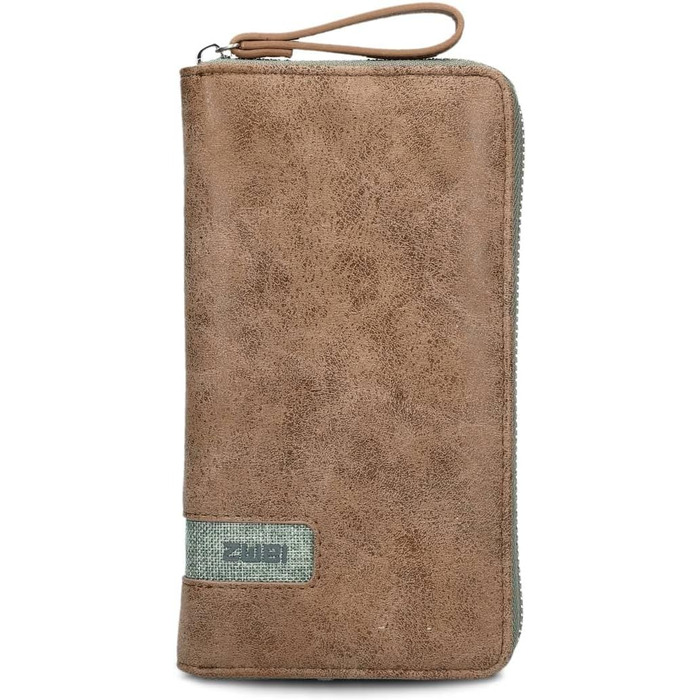 Two large women's wallets/purses O.Wallet OW2 brown vintage-style wallet, wallet with all-around zipper, 15 card slots, 2 bill compartments, coin pocket & viewing window