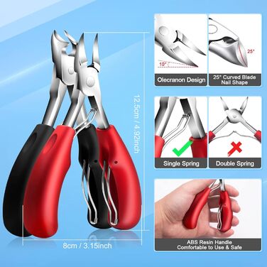 Набір професійних щипців для педикюру 12 шт. з нержавіючої сталі: ножиці для нігтів, кусачки для врослих нігтів, інструмент для догляду за стопами (чорний+червоний)