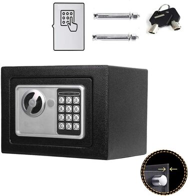 Сейф для ключів Tresor з ключовим та кодовим замком - 31 x 20 x 20 см, вологостійкий меблевий сейф для дому, офісу, готелю - чорний