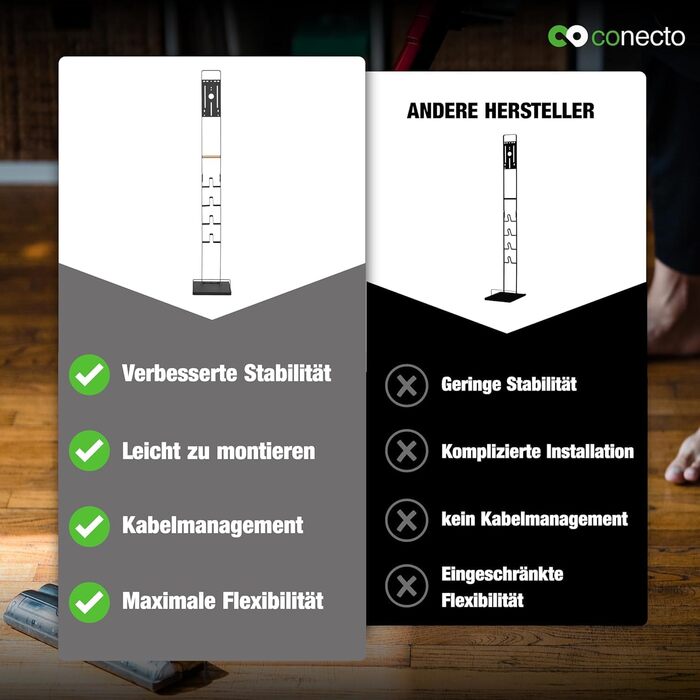 Підставка для пилососа Conecto: універсальна сумісна з Dyson Gen5, V15, V12, V11, V10, V8, V7, V6 (чорний бук)