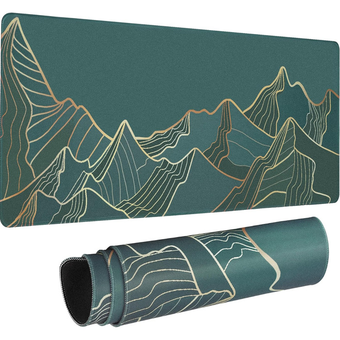 Килимок для миші HAUTOCO Gaming XXL 800x300 мм, чорний, з абстрактним дизайном гори, антиковзаюча гума, для комп'ютера