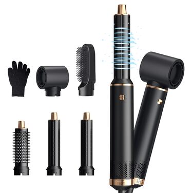 Фен-щітка 5 в 1 Haarstyler 1000W: Airbrush, локони, об'єм, негативні іони, чорний