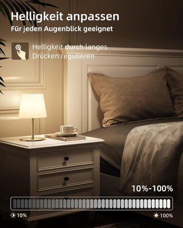 Настільна LED лампа EZVALO бездротова, 2 шт., IP65, 4500mAh, USB-C, диммер сенсорний, 3 режими світла, золота. Лампа для кемпінгу, спальні та столу.