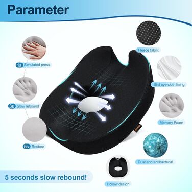 ZHOOGE Orthopedic Donut Seat Cushion for Hemorrhoids & Tailbone Pain - Memory Foam Seat Cushion for Car, Sofa, Office & Wheelchair - Black