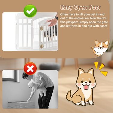 Клітка-загон для собак з дверима, безпечний загон для собак, цуценят, котів, кроликів, горностаїв, легка установка та очищення, пластиковий загон з анкерами та присосками для маленьких тварин 9+3: 150 x 150 см