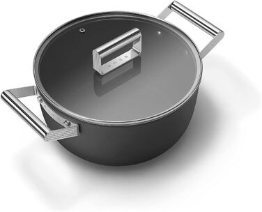 Електричний чайник Smeg KLF05CREU, 0.8 л, чорний: нержавійна сталь, захист від перегріву, індикатор рівня води, протиковзне дно, котушка для кабелю, 1400W