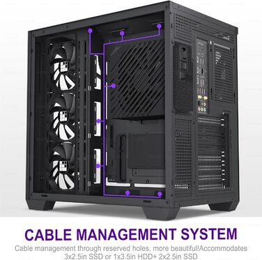 Корпус ПК FOIFKIN M09 ATX з дерев'яною передньою панеллю з горіха, без RGB вентиляторів, Type-C, чорний, Mid-Tower для ігор