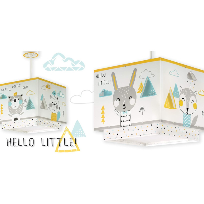 Dalber Children's Lamp Pendant Light Hanging Lamp Hello Little Animals Bear, 24 x 24 x 21 cm