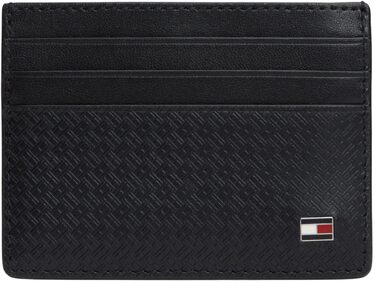 Шкіряний чоловічий картхолдер Tommy Hilfiger Emboss, чорний, універсальний розмір
