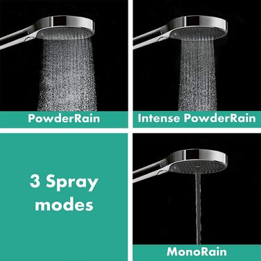 hansgrohe Rainfinity - Showerhead, Hand Shower with 3 Spray Patterns, Round Shower Head (⌀ 130 mm), Shower Head with Anti-Limescale Function, Chrome