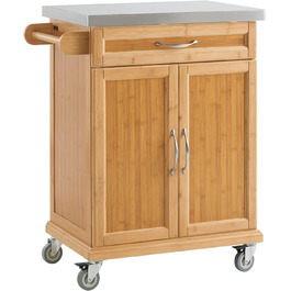 SoBuy Kitchen Cart with Wheels - Mobile Kitchen Island with Countertop