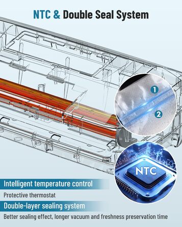 Професійний вакуумний пакувальник DXstring Vakuumiergerät Profi: 12 функцій, 95kPa, подвійний шов, для продуктів харчування