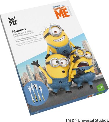 Набір дитячого посуду Minions WMF Cromargan® 4 шт. з нержавіючої сталі, від 3 років, без гравіювання, придатний для миття в посудомийній машині