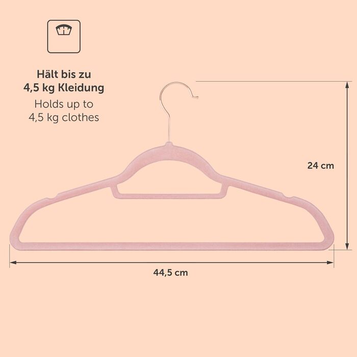 Blumtal Clothes Hangers, 50 Pieces - Velvet Clothes Hangers, 360° Swivel and Load-Bearing - Space-Saving and Non-Slip Clothes Hangers - Pink Velvet Clothes Hangers - Velvet Hangers - Pink Velvet Clothes Hangers
