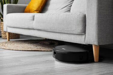 Робот-пилосос з функцією миття - 3 в 1. З пультом дистанційного керування, акумулятор 120 хв, для твердих підлог, килимів, шерсті тварин. Чорний.