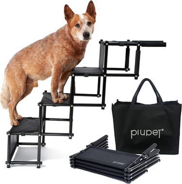 Foldable Dog Stairs - Mobile Car Step for Large & Small Dogs - Waterproof PVC Pet Ladder for Safety & Comfort