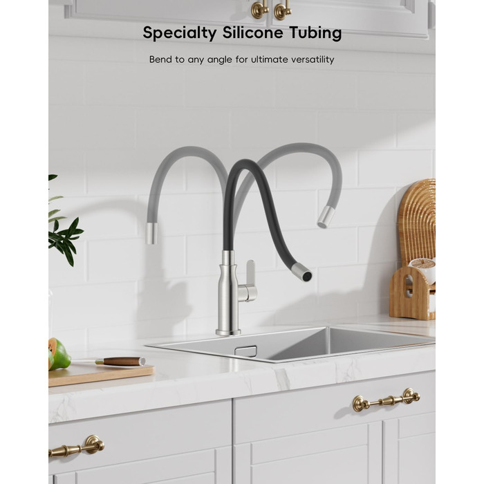 Кран кухонний APPASO 3-в-1 з трьома виходами, чорний, з нержавіючої сталі, для фільтрів води, поворотний на 360°, 2 ручки, низький тиск