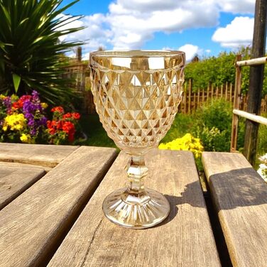 Набір з 6 вінтажних кольорових келихів для вина та напоїв з діамантовим візерунком (Netz Gold-Glanz), келихи Long Drink, коктейльні келихи з тисненням, склянка, келих для вина, склянка для води, склянки-кубки позолочені блискучі