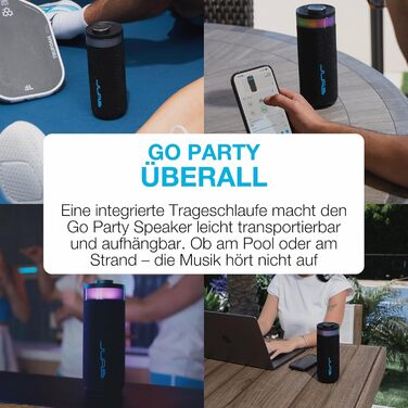 JLab Go Party: Портативна Bluetooth колонка з RGB підсвіткою, 10W, IP56 (Чорна)