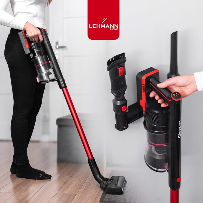 Бездротовий акумуляторний пилосос Lehmann 3-в-1 з HEPA-фільтром та LED-щіткою, 45 хв роботи, 1.8л контейнер, для тварин, килимів, авто