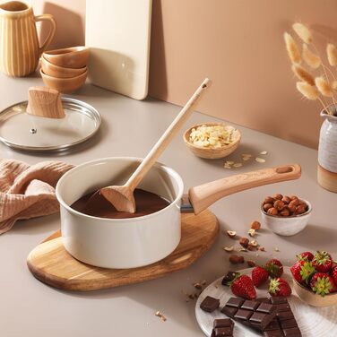Набір посуду Tefal Cera Bright On 7 предметів: сковороди 20/24/28 см, каструля 16 см, каструля 24 см + кришки. Керамічне антипригарне покриття, алюмінієвий корпус (перероблений), індикатор нагріву Thermo Signal, для всіх типів плит, Бежево-сріблястий
