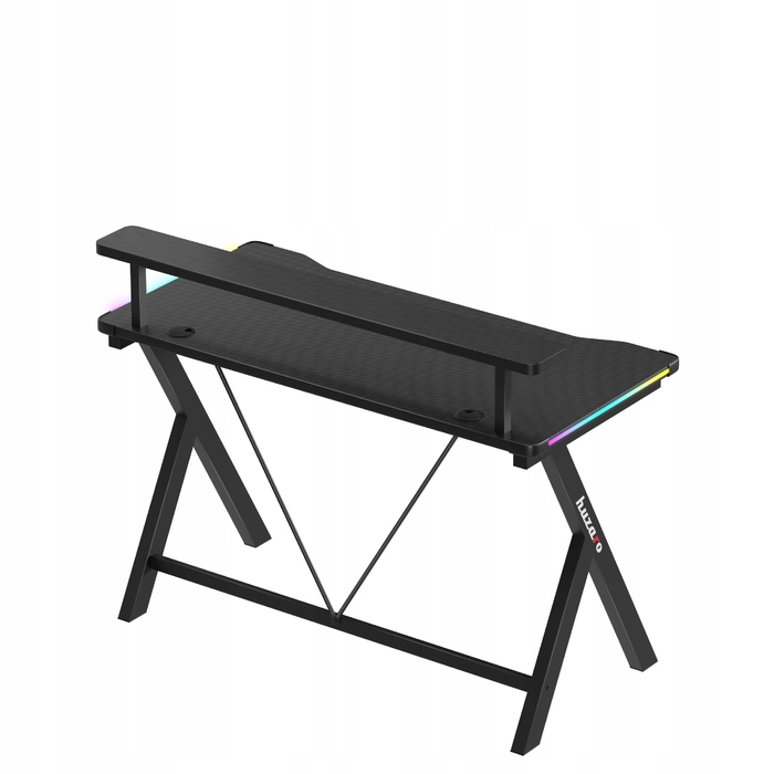 Ігрова стіл Huzaro чорний з RGB LED підсвіткою та надбудовою для геймера